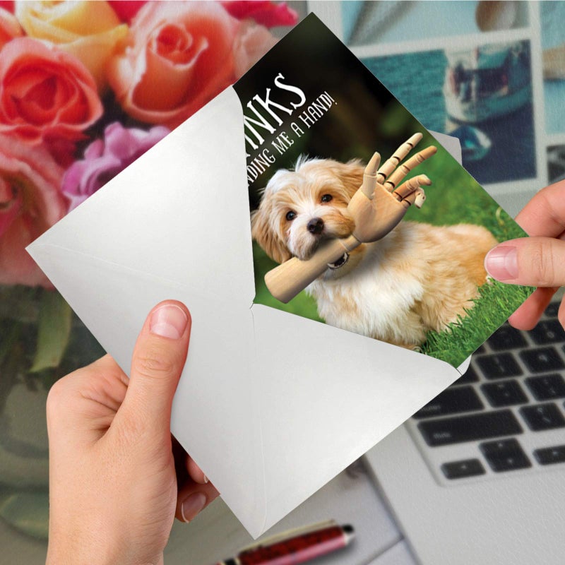 NobleWorks - 1 Funny Thank You Greeting Card - Animal Thanks and Gratitude Notecard Stationery - Lending a Hand C6877TYG - Image 5